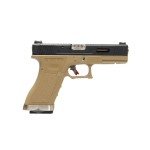 ПИСТОЛЕТ ПНЕВМ. WE GLOCK-17 G-Force металл слайд, TAN рамка, черный слайд, хром. ствол WE-G001WET-2